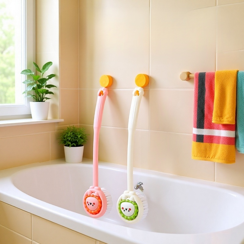 Kinder-Badebürste, Rückenwisch-Artefakt, Baby-Badetuch-Bürste, Rücken-Badebürste, langer Griff, Bade