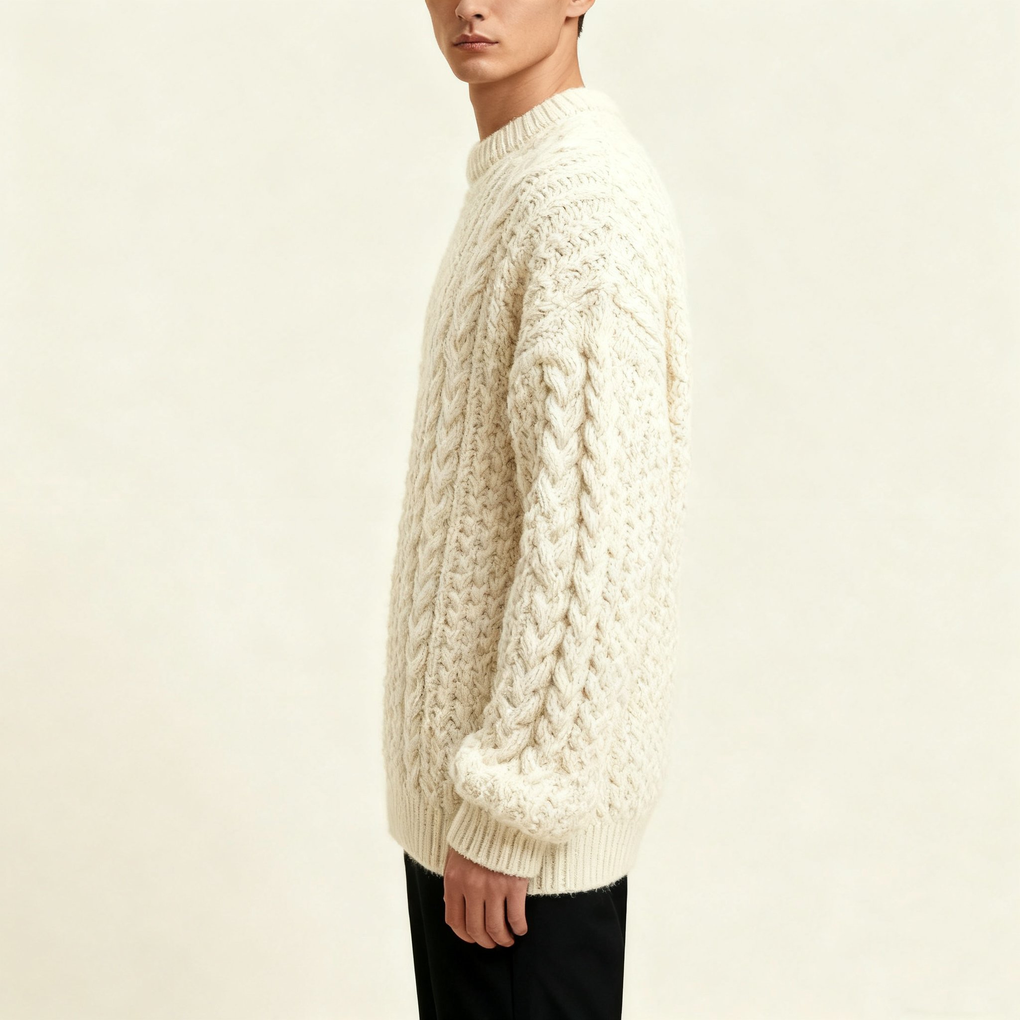 남성용 트위스트 디자인 풀오버 앞면 착용 이미지