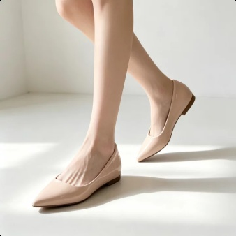 Elegante Damen-Flats aus Lammleder in Nude-Farbe