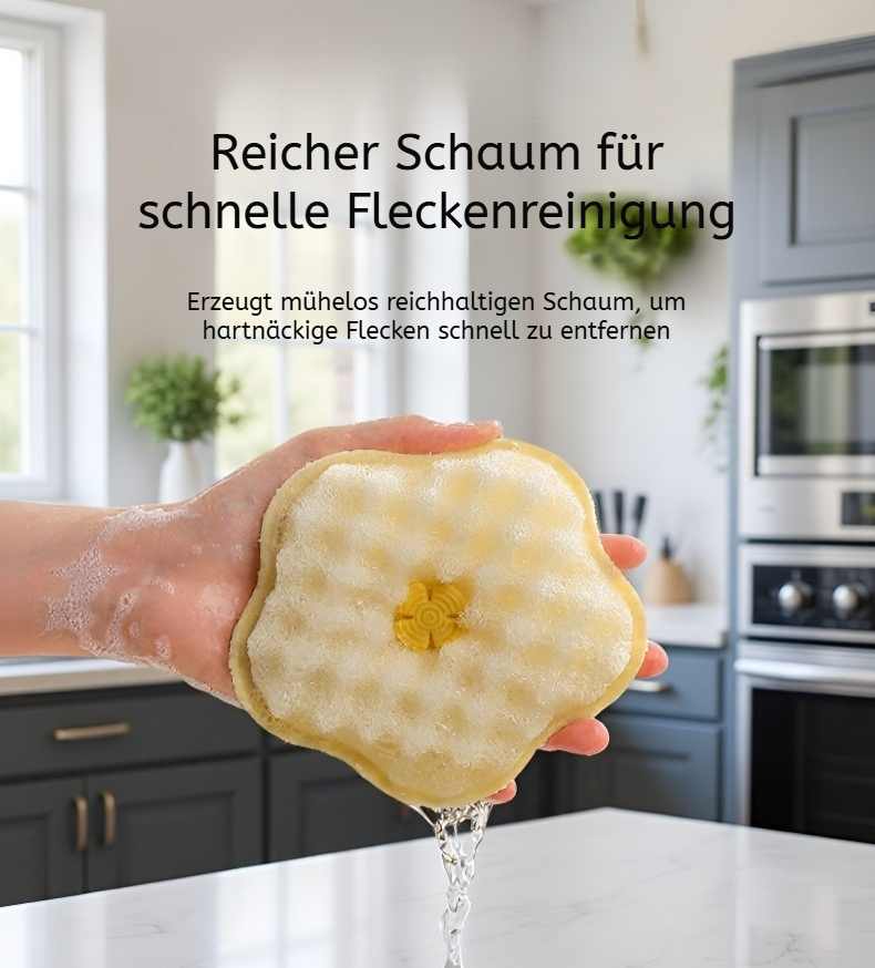 Spülschwamm mit Saugnapf haftet sicher am Spülbecken