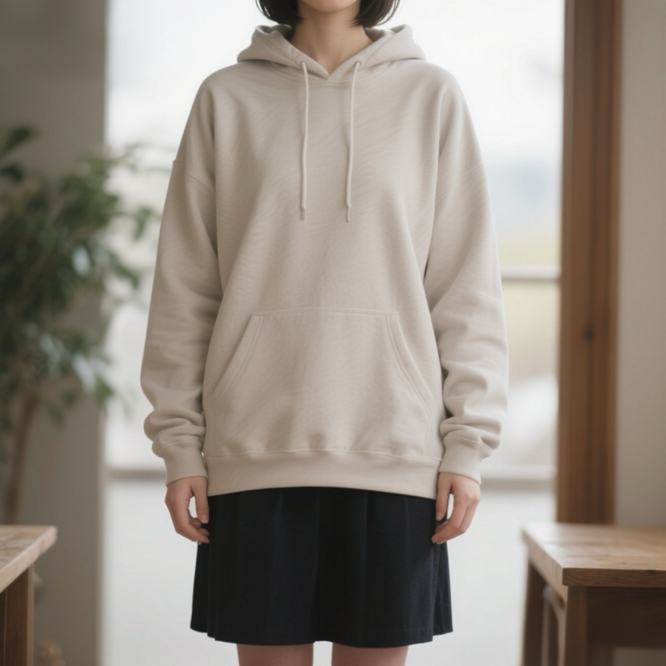 厚手フード付きパーカー レディース