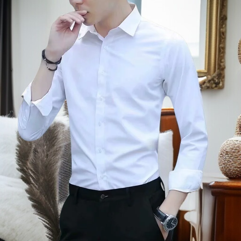 남자 겨울 기모 도톰 슬림 긴팔 셔츠 비즈니스 기모 남성 겨울 도톰 셔츠