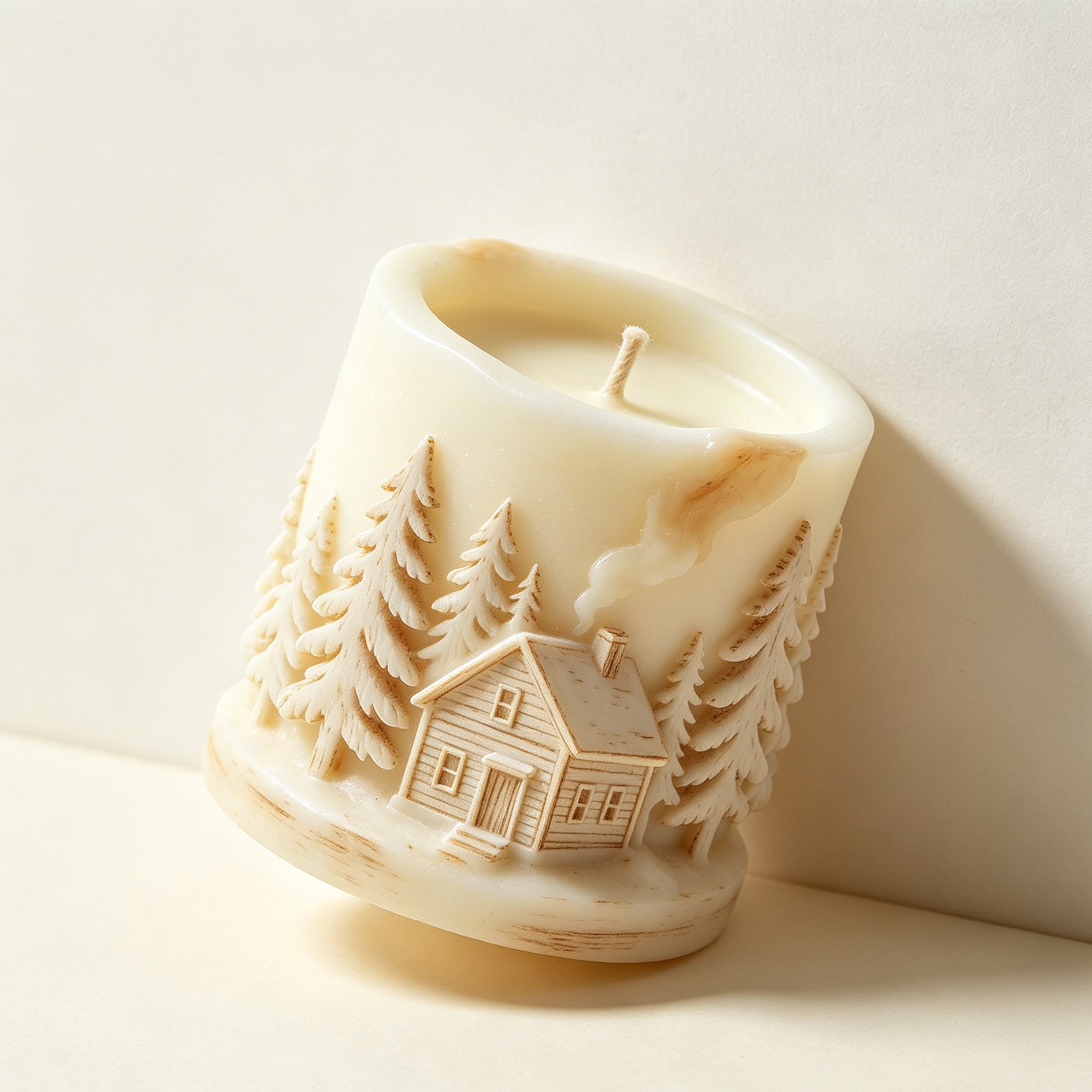 Wood cabin incense and candles