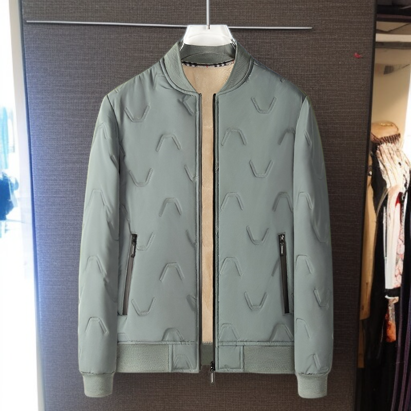 Abrigo de hombre de lana de cordero tipo béisbol para mediana edad