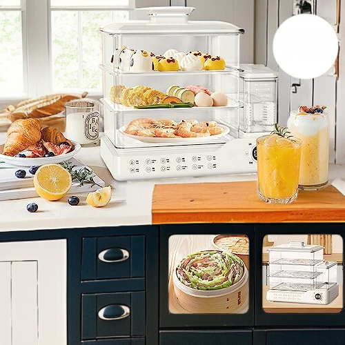 家庭用大容量電気蒸し器自動断電多機能3層蒸気鍋