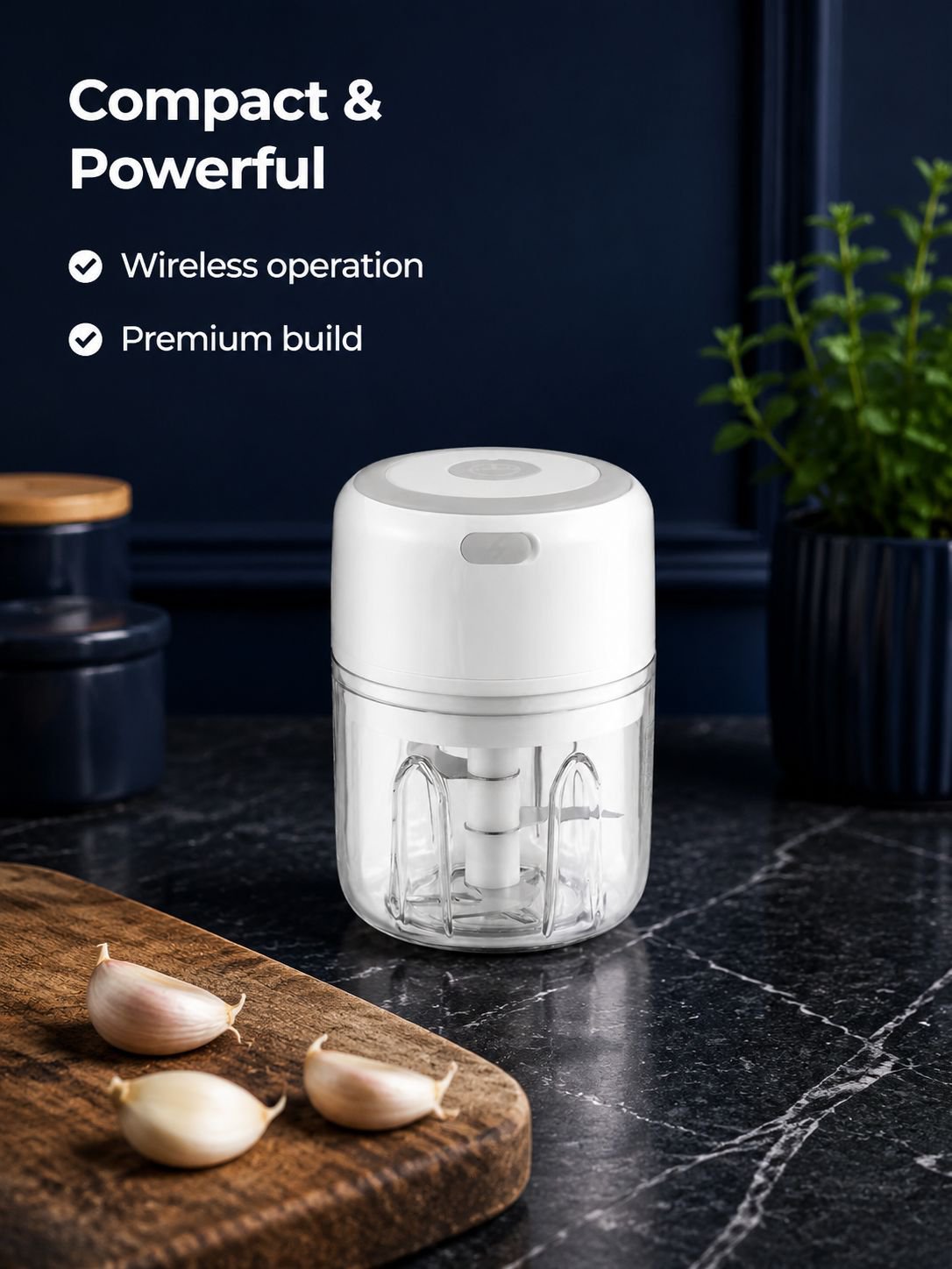 Mini Wireless Electric Garlic Chopper, Household Multi-Functional Food Processor