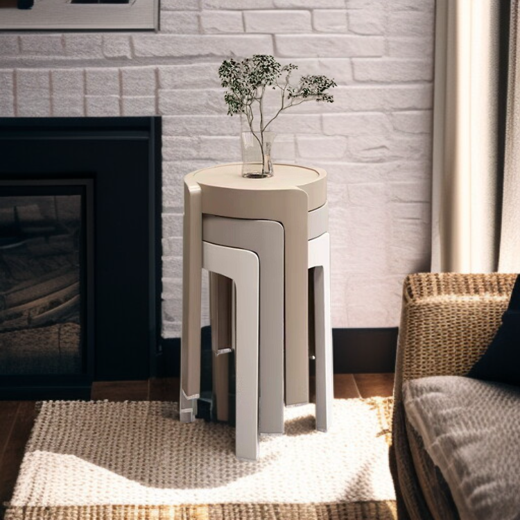 Taburete redondo de plástico grueso apilable para comedor