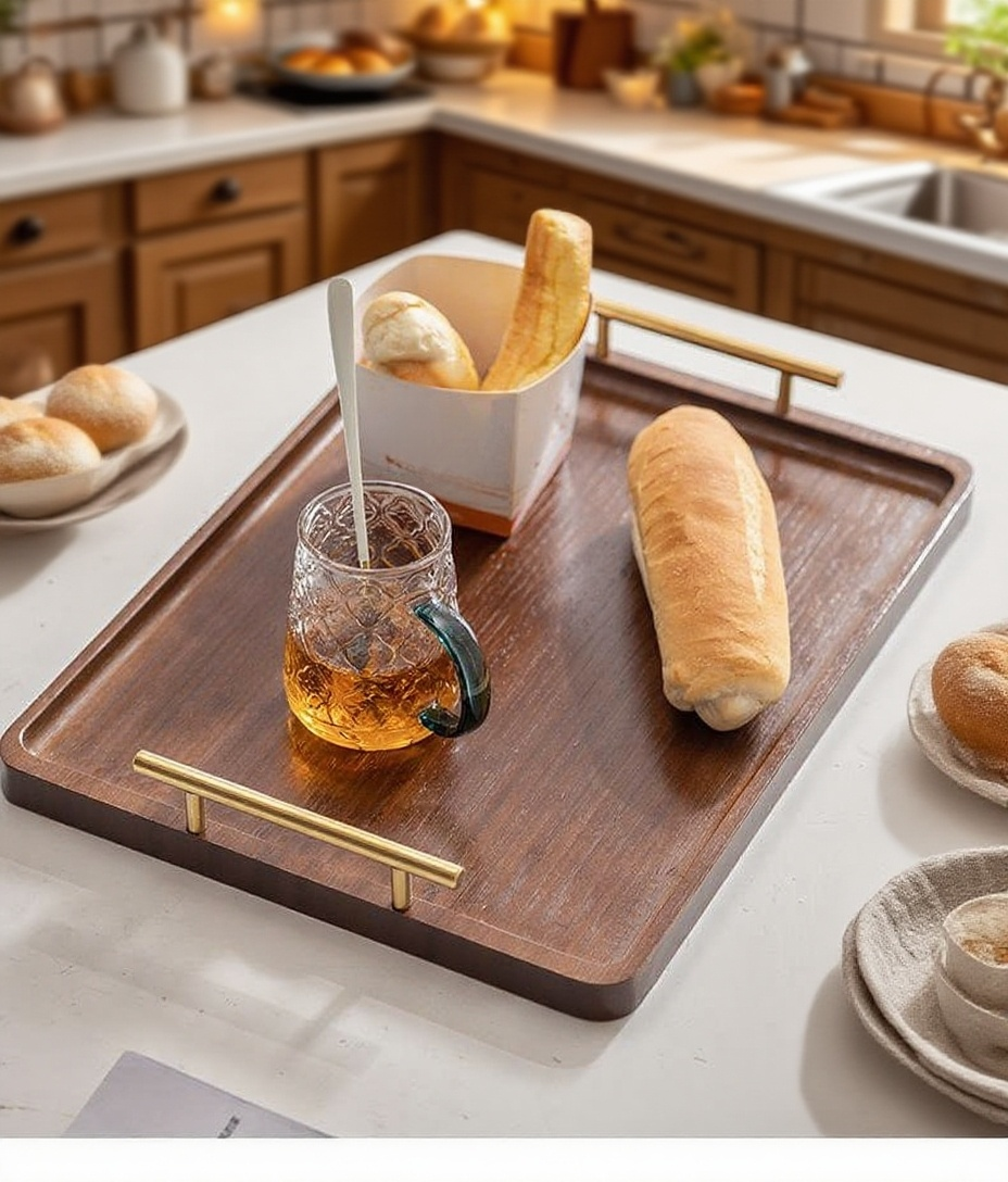 수제 원목 장방형 트레이 디테일