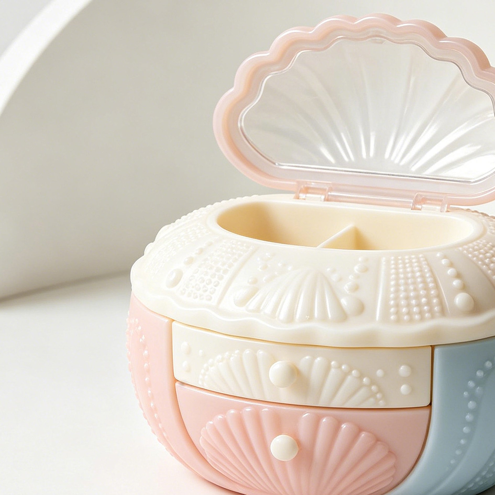 Boîte de rangement à bijoux en coquillages à plusieurs niveaux (5 pièces)