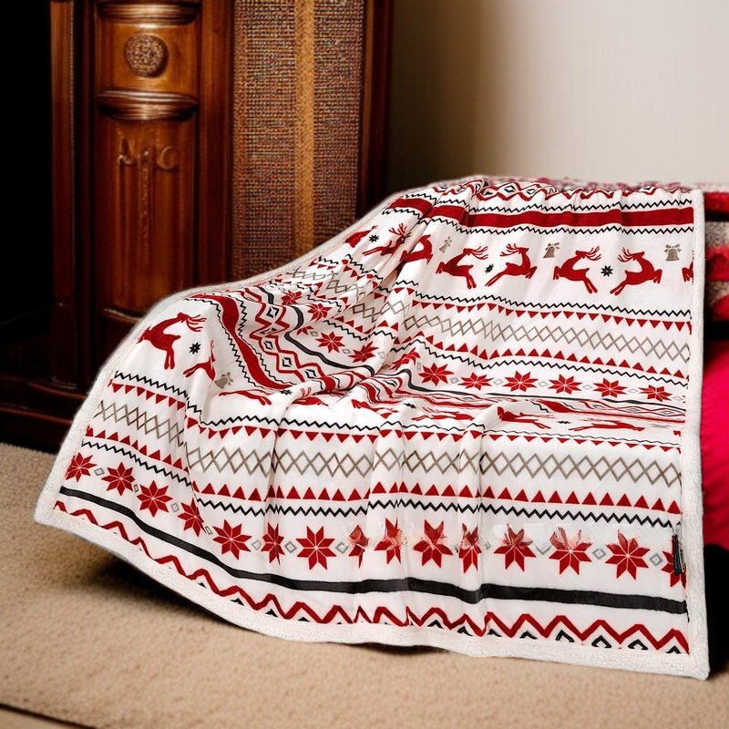 크리스마스 눈사람 소파 커버 담요 이중으로 도톰한 프린트 침실 크리스마스 엘크 소파 커버 담요