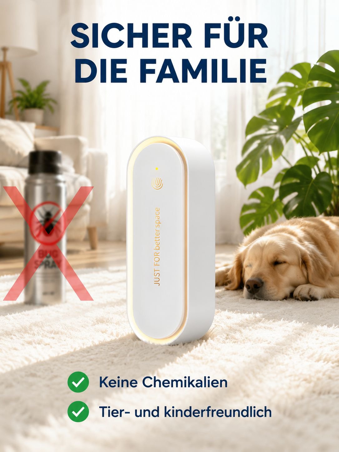 Ultraschall Mücken- und Mäuseabwehrgerät mit LED-Licht, 360° Insektenvernichter