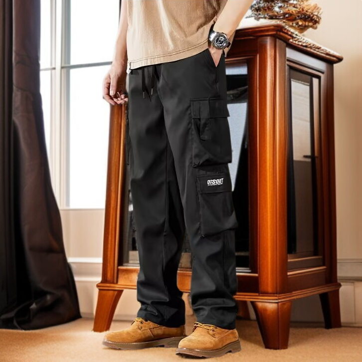 남자 빅사이즈 와이드 일자 카고 팬츠 남 가을 내마모 멀티 포켓 빈티지 카고 팬츠