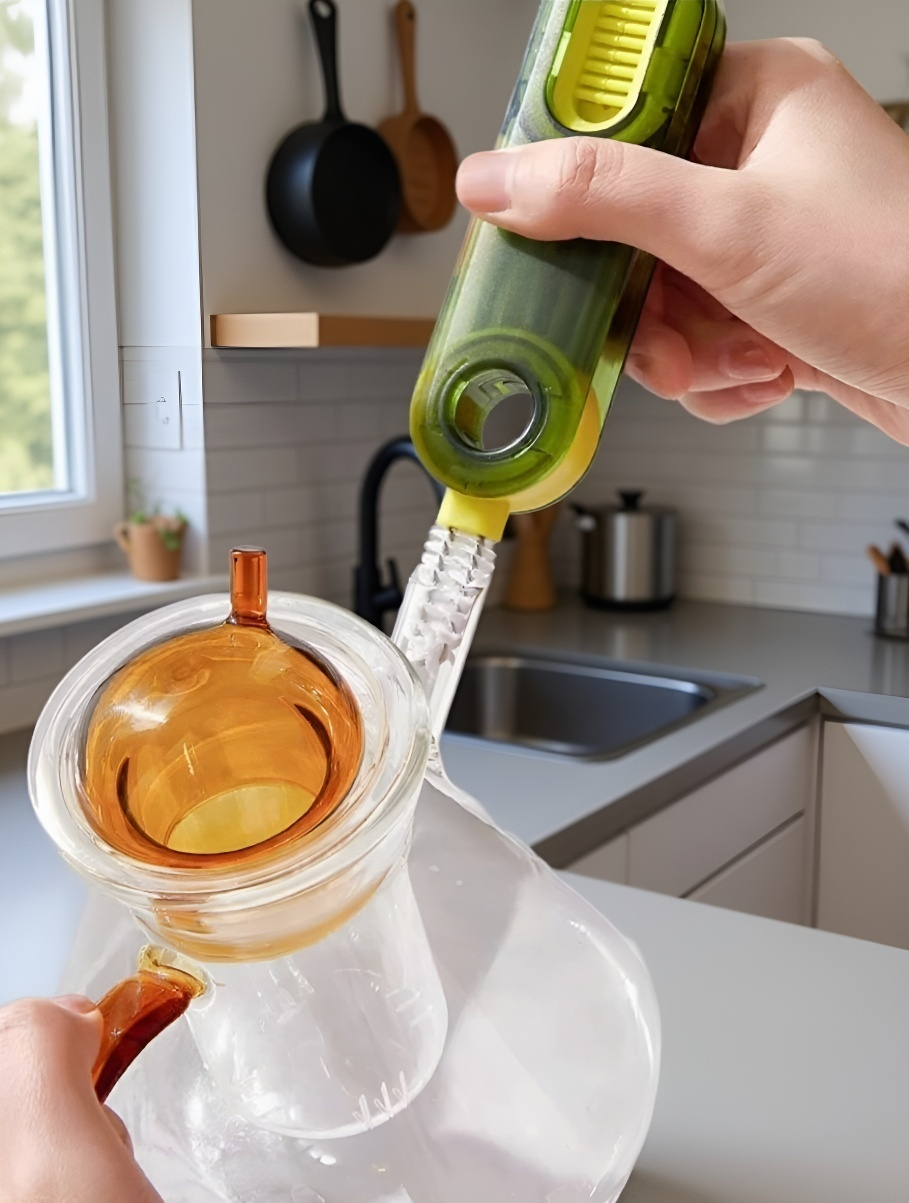 窓枠の汚れを落とす回転式ブラシ