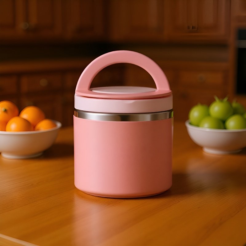 Food-grade stainless steel insulated lunch box, large capacity 630ml, portable.