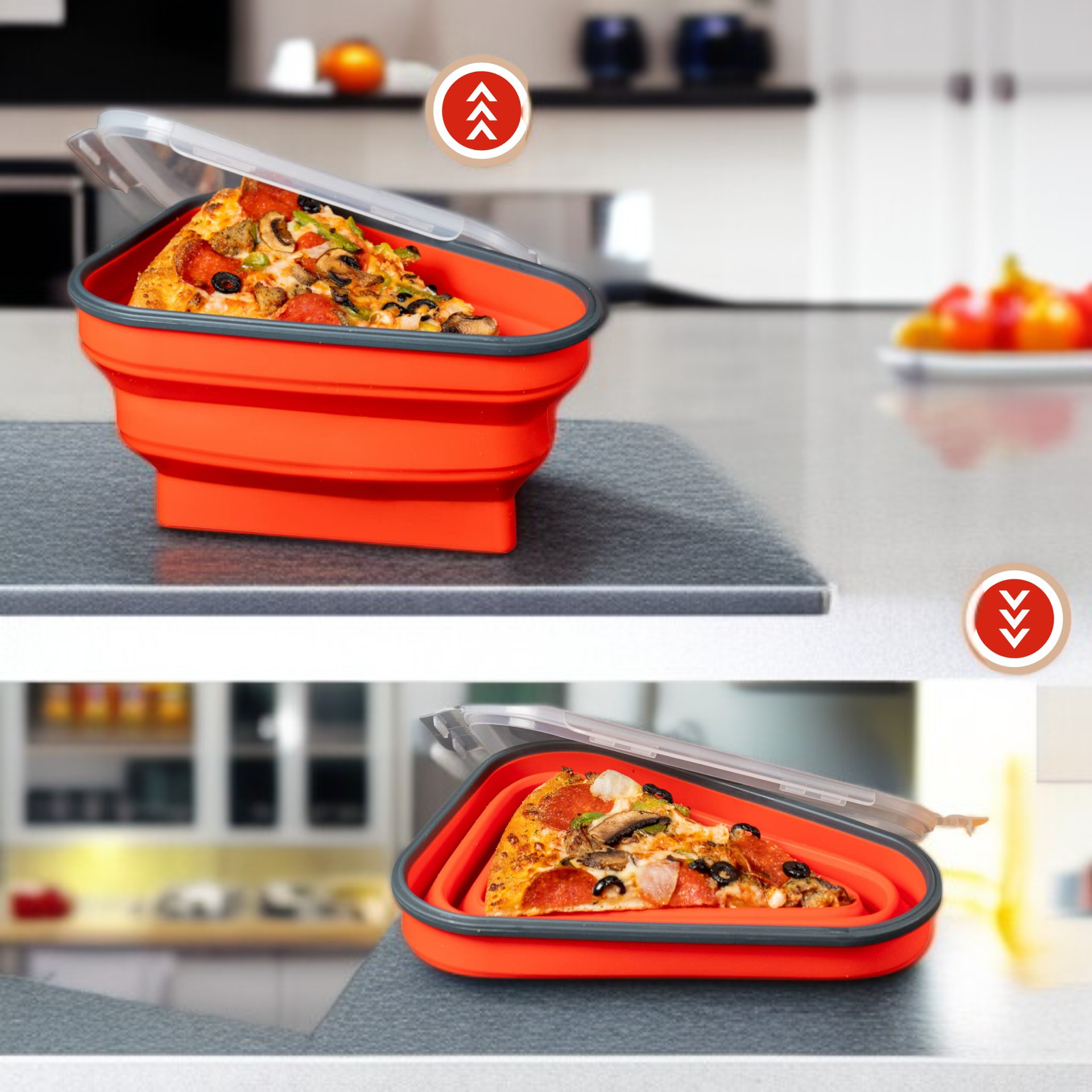 Pizzabox aus Silikon in der Mikrowelle verwendbar