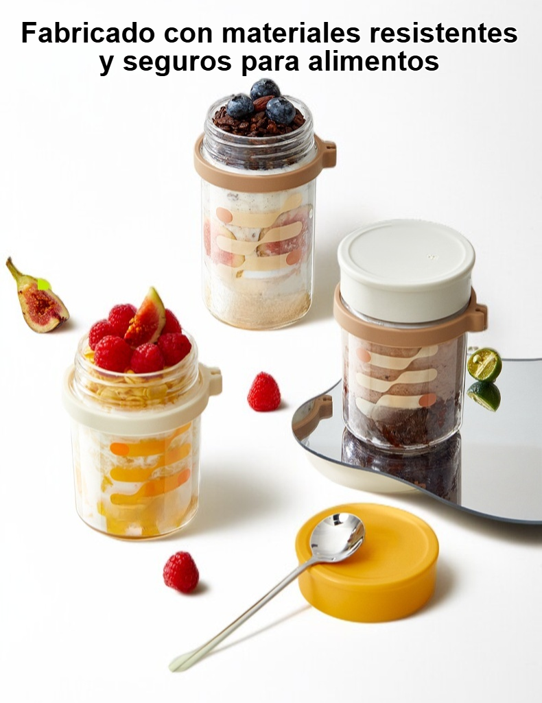 Vaso de cereal con yogur portátil para desayuno saludable