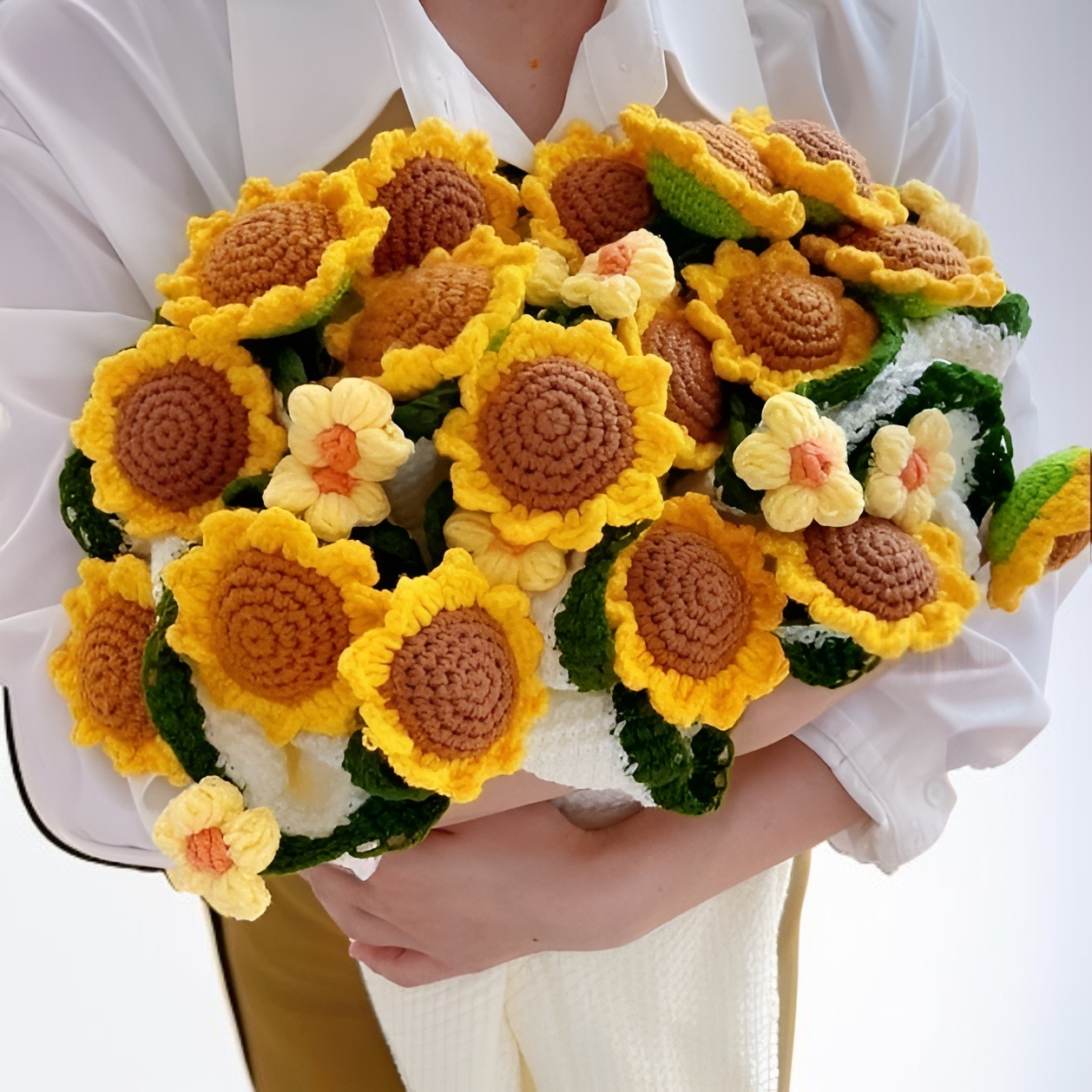 手工毛線向日葵毯子