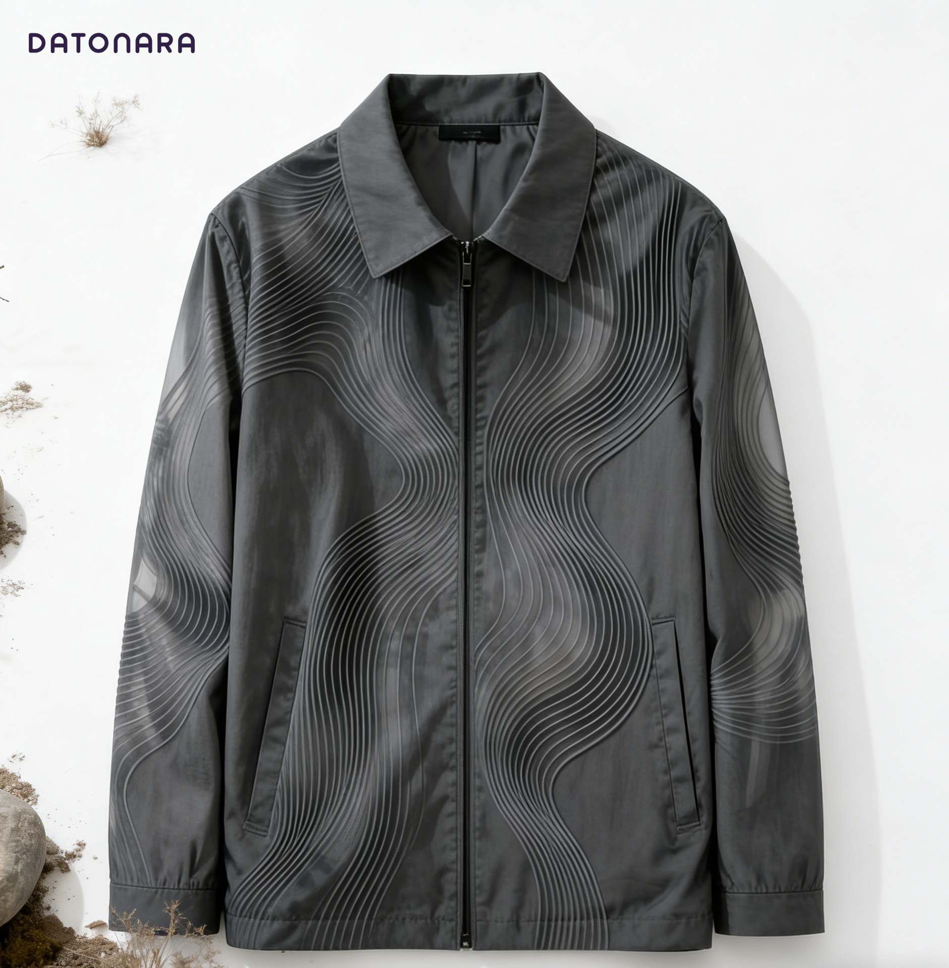 ダークパターンのウェーブカラージャケット