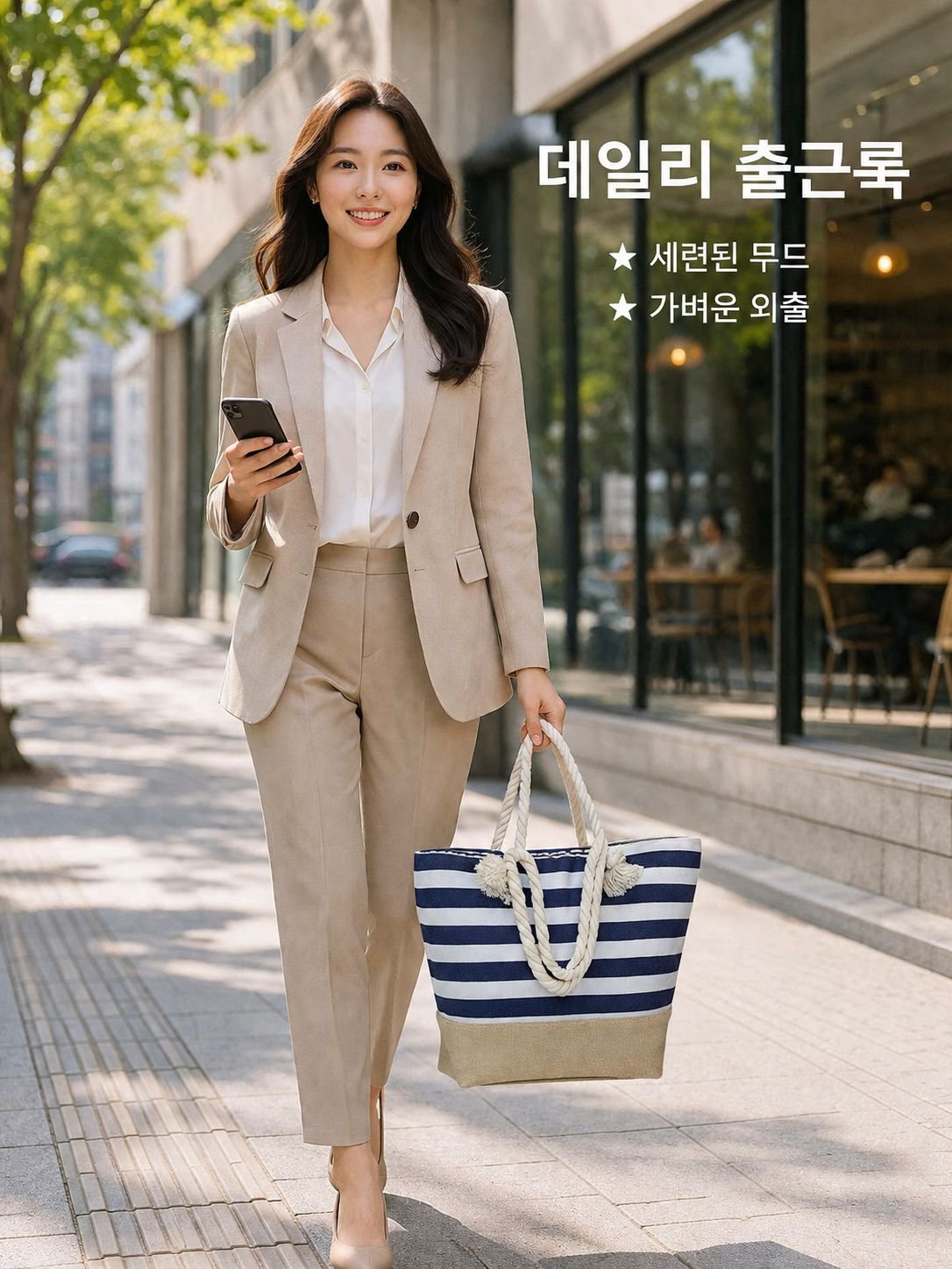 스타일리쉬 스트라이프 캔버스백 2025 토트 대용량 토트백 캐쥬얼 숄더 하이페이스 지퍼
