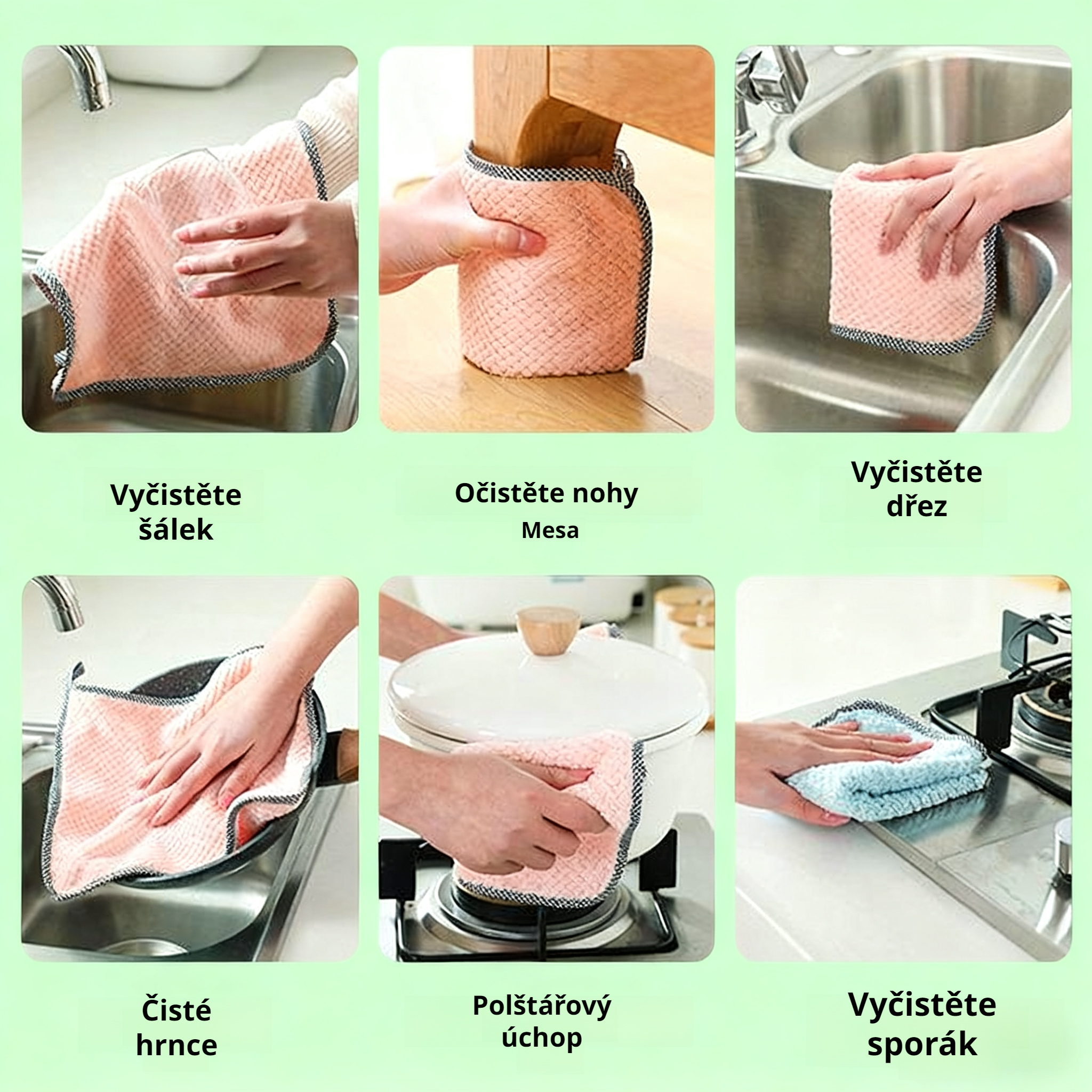 Kuchyňská utěrka z korálového flísu, nelepí na olej