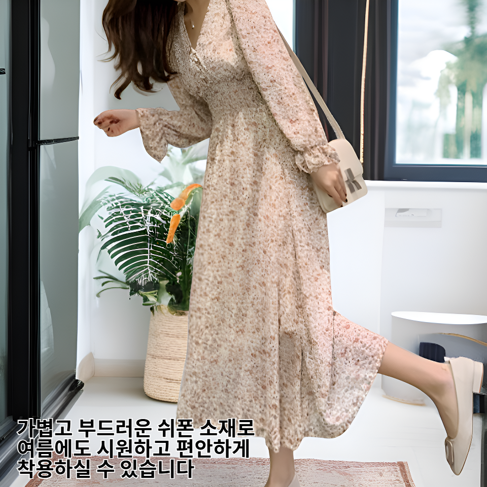 슬림하게 보이는 플라워 쉬폰 원피스