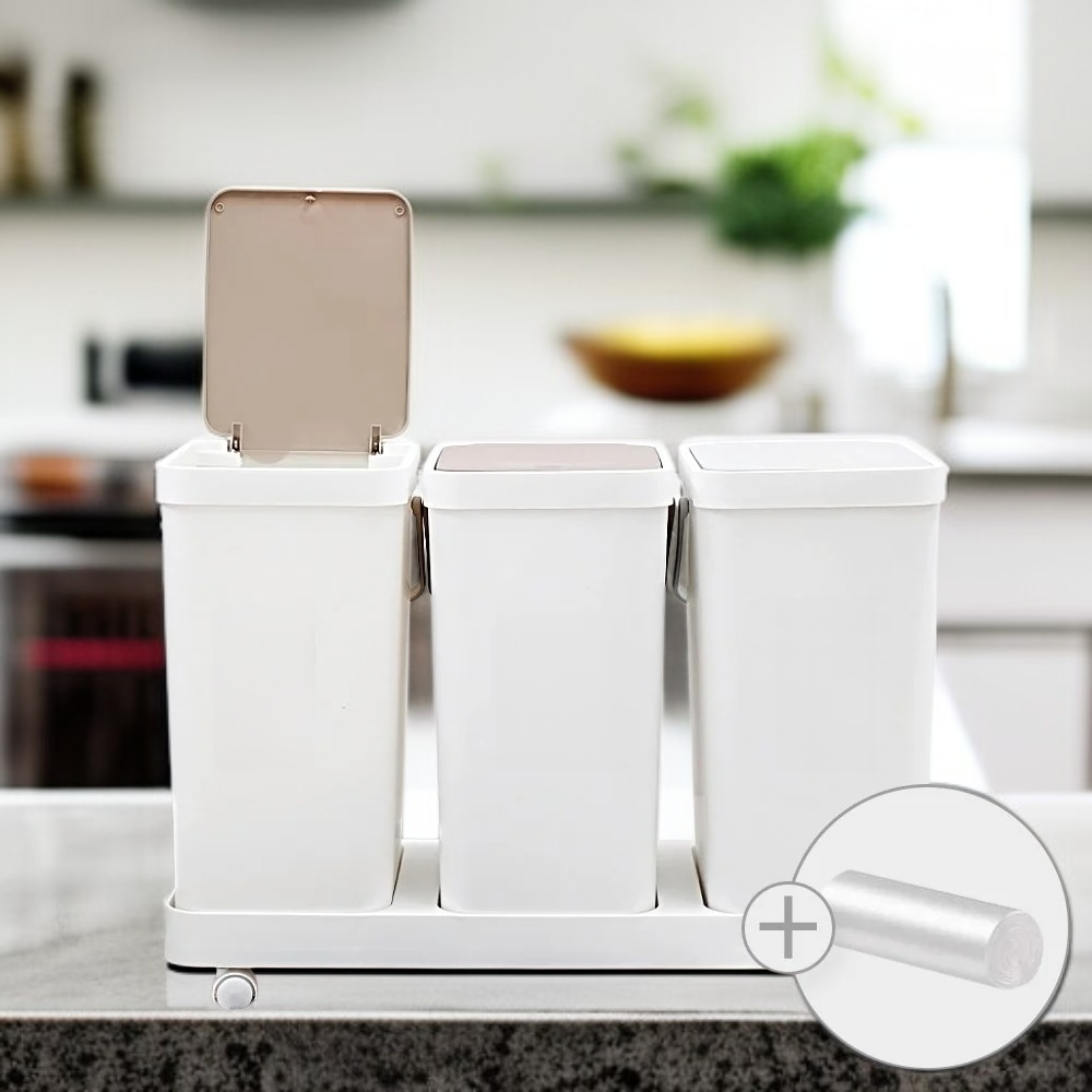 سلة مهملات بلاستيكية كبيرة للاستخدام المنزلي في المطبخ بدون غطاء