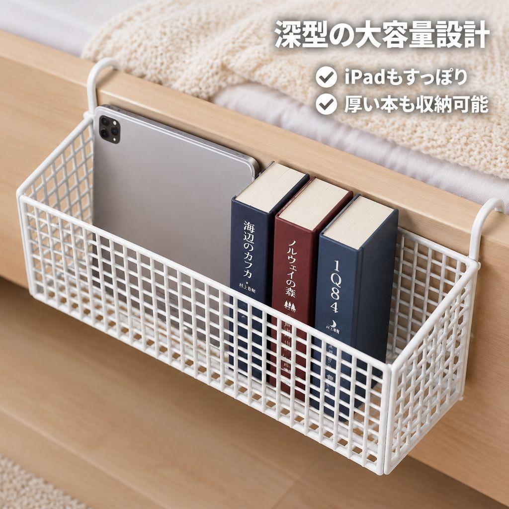 寮用ベッドサイド吊りバスケット収納ラック