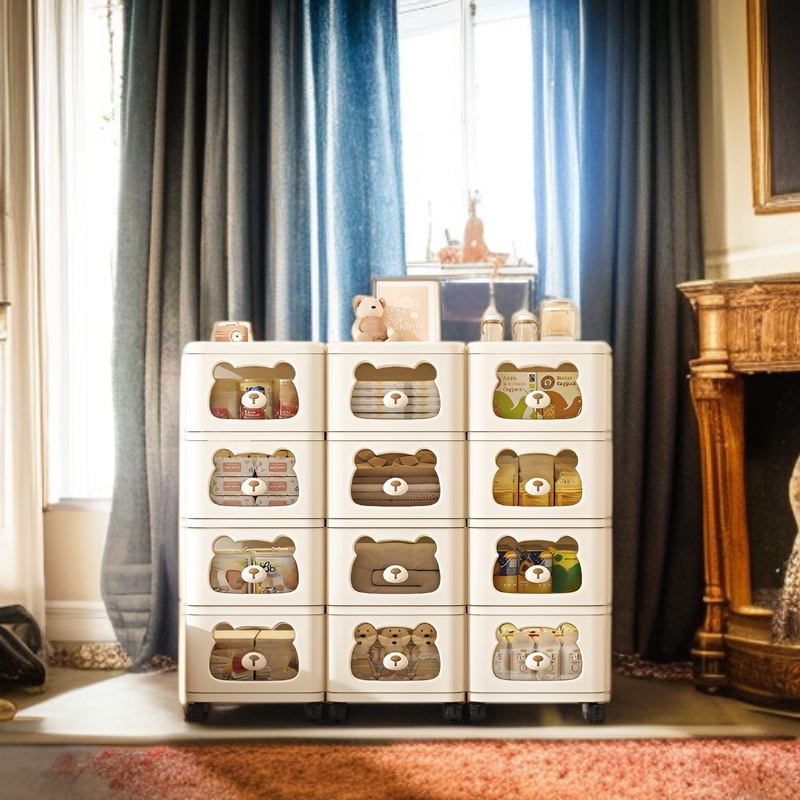 Multifunctional living room organizer with multiple shelves