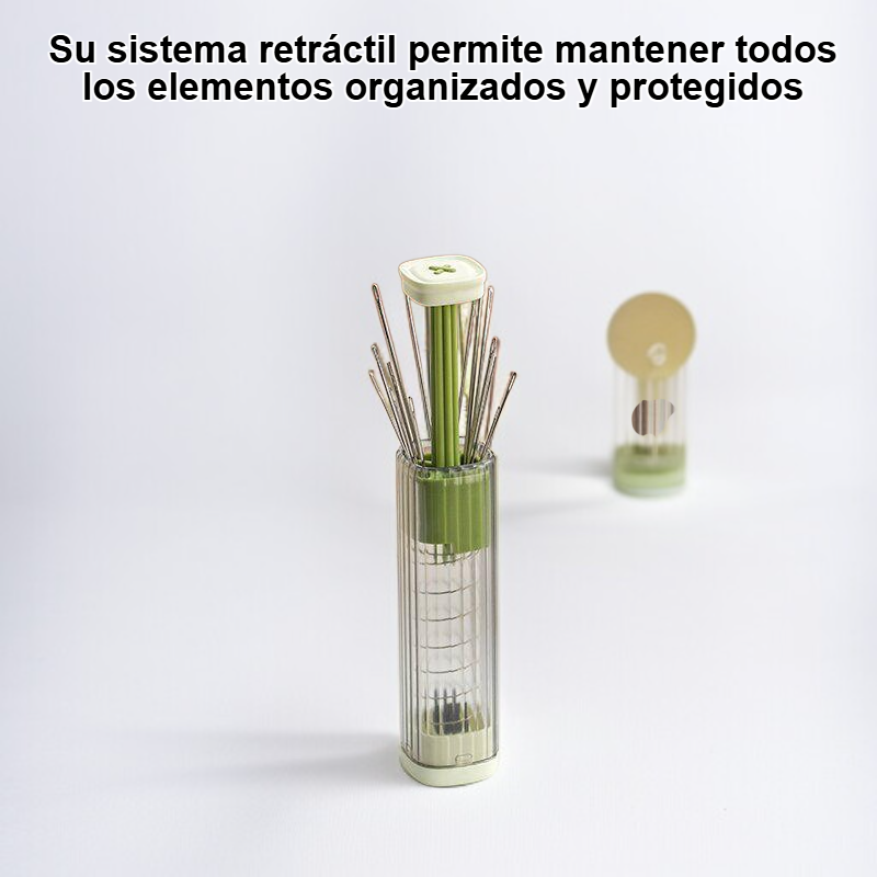 Kit de costura manual pequeño retráctil con accesorios completos