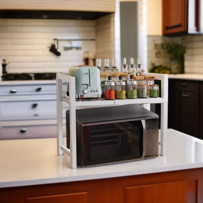 ชั้นวางของสำหรับเตาอบและของใช้ในบ้านบนเคาน์เตอร์