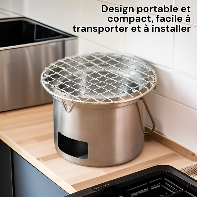 Mini barbecue coréen portable en acier inoxydable pour usage domestique et extérieur