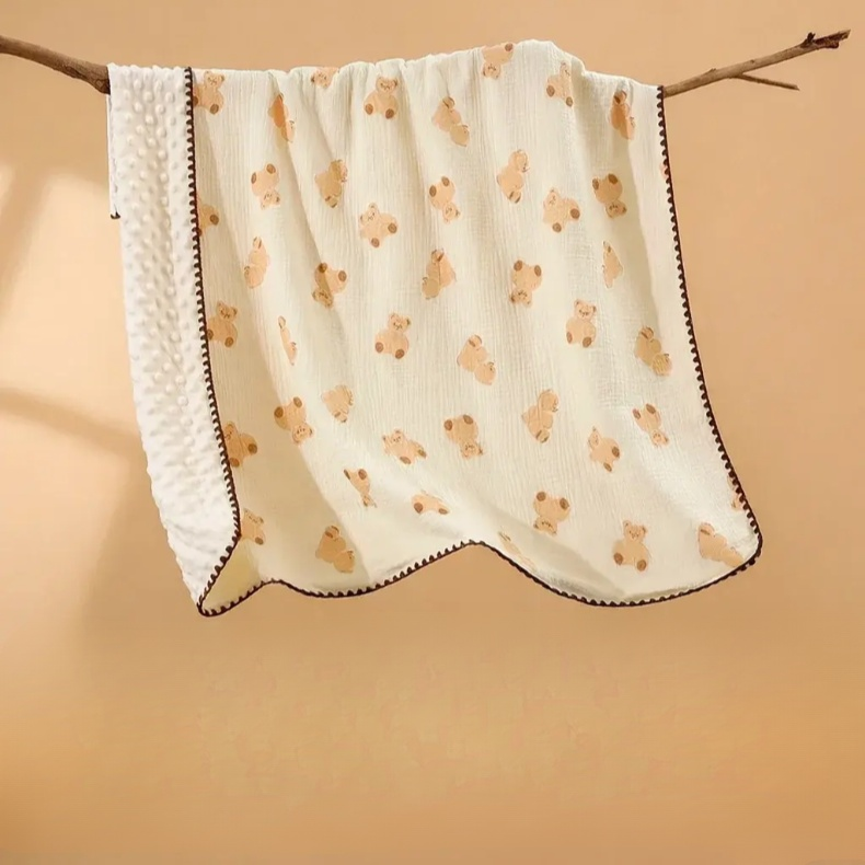 A類豆豆柔軟吸水多功能新生兒午睡蓋毯