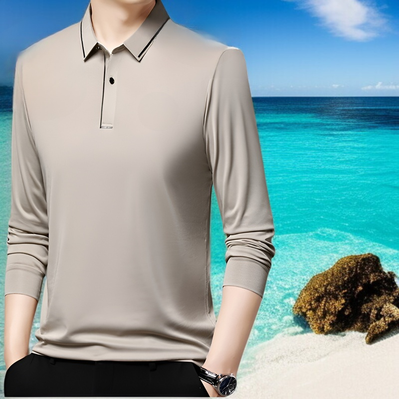 남자 긴팔 셔츠 비즈니스 캐주얼 솔리드 레깅스 긴팔 셔츠 아빠 상의 캐주얼 셔츠