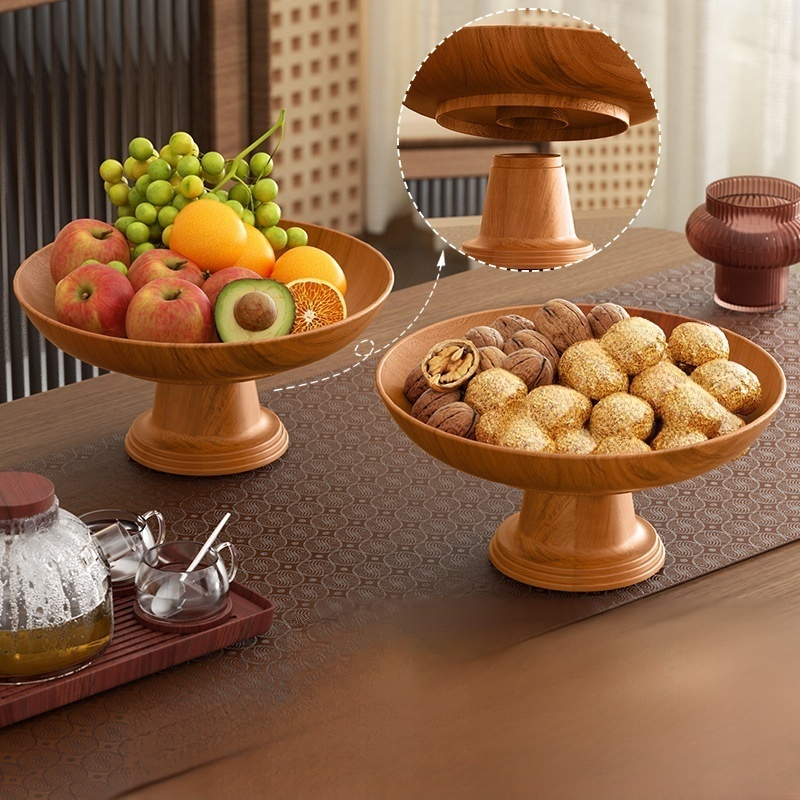 Vyvýšená mísa na ovoce s dřevěným vzorem
