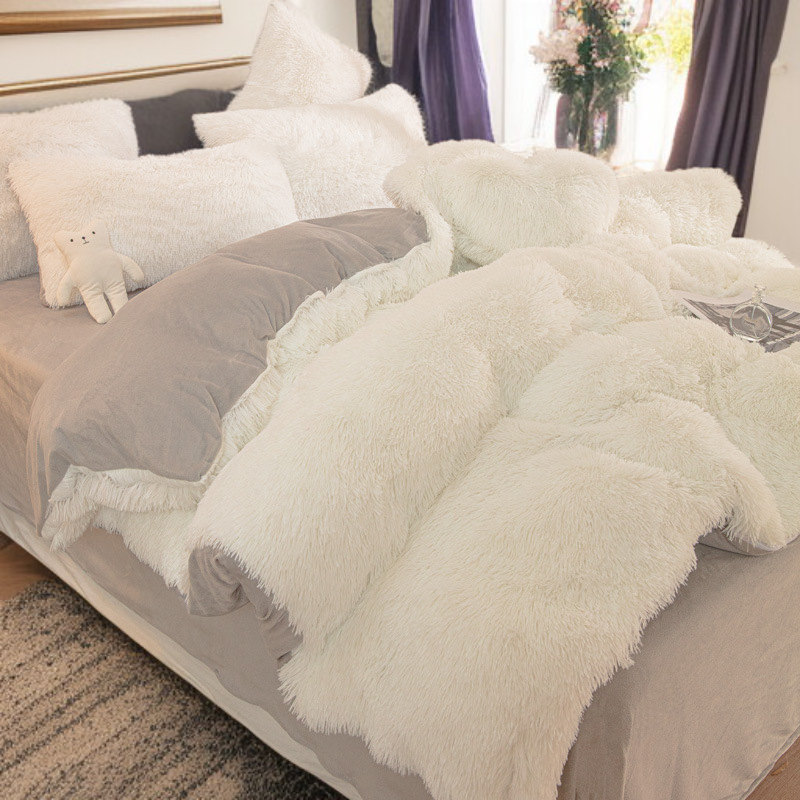 겨울철 보온 밍크 벨벳 침대 4종 세트 강화
