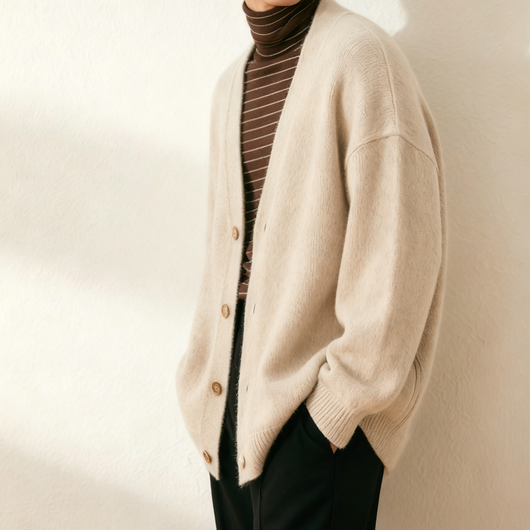 남자 느슨한 스타일 울 가디건