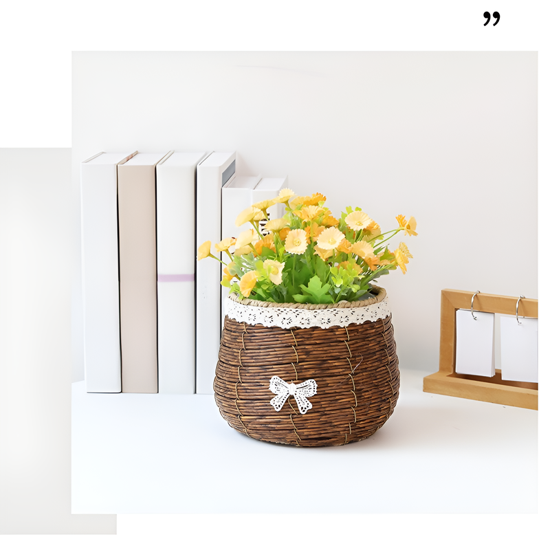 家庭用フラワーラタンバスケット 装飾収納かご