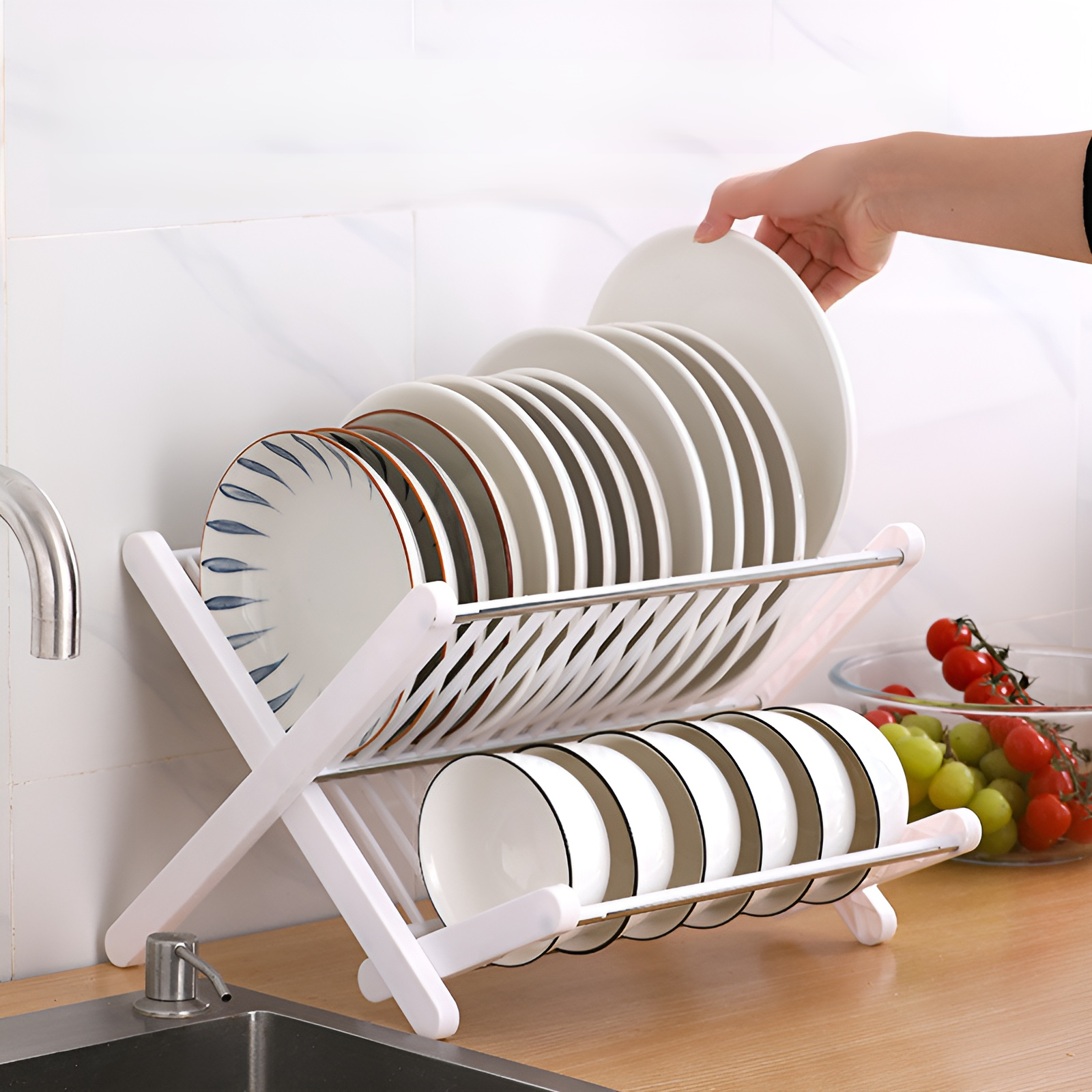 廚房免安裝瀝水收納置物架