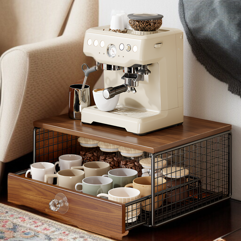 コーヒーマシン収納ラック 木製 おしゃれ ティーバッグデスクトップスタンド カップラック