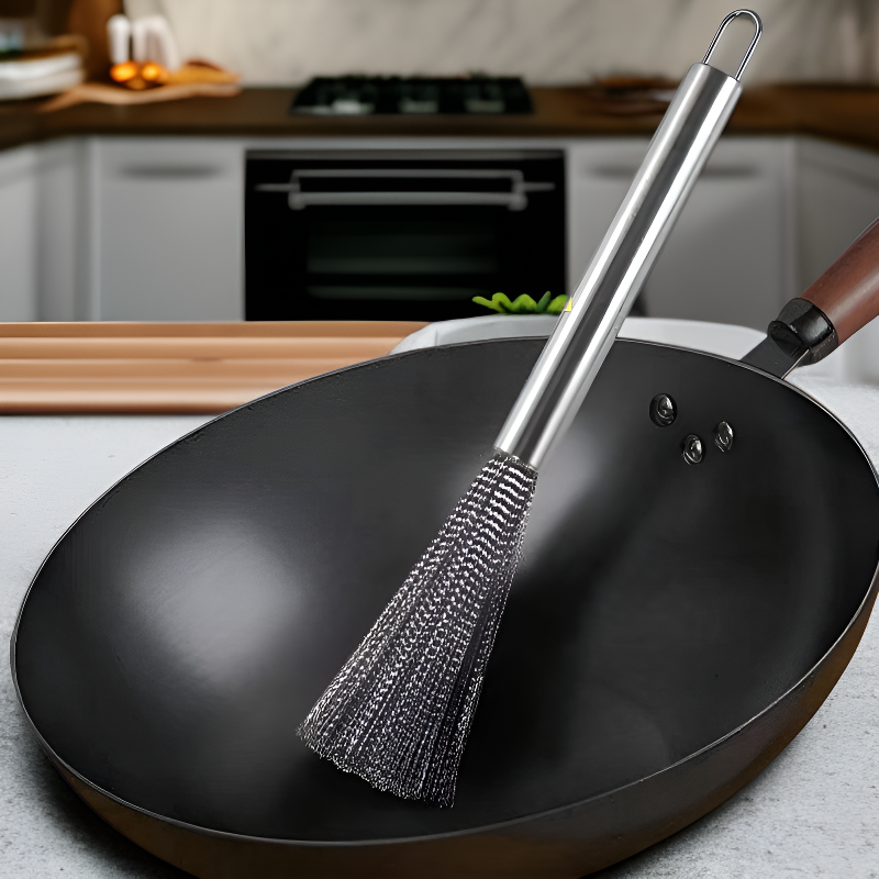 Cepillo de alambre de acero sin pelusa para uso doméstico en la cocina