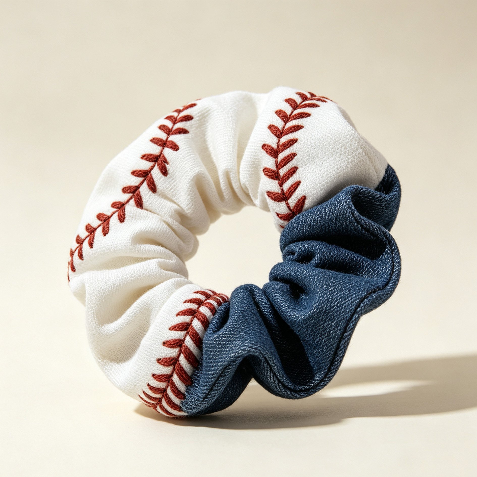 Baseball embroidered scrunchie