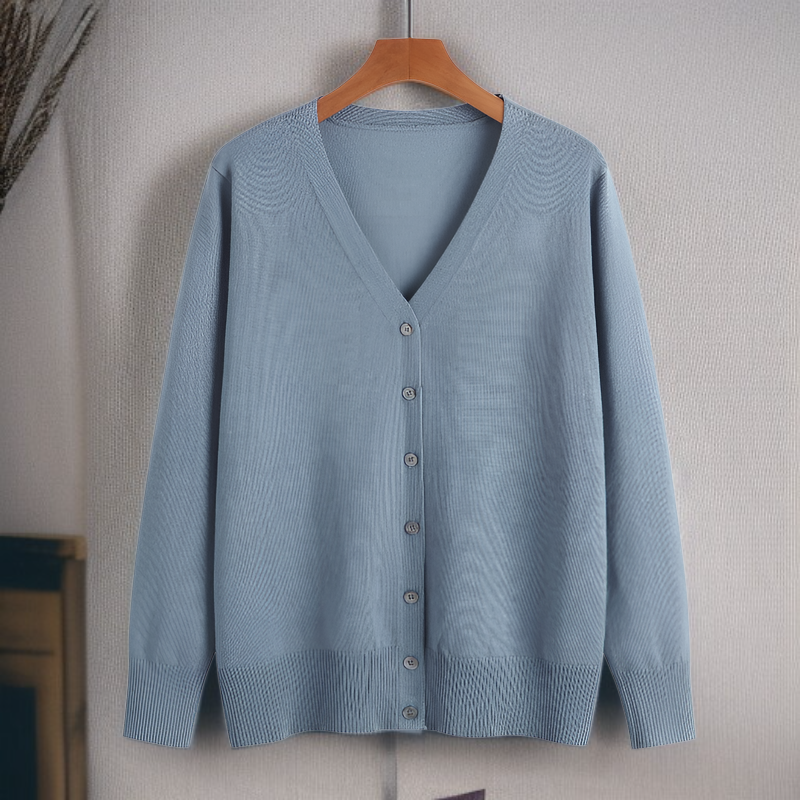 長袖ニットカーディガン、無地、シンプルでエレガント、レディースセーターの上に重ね着するのに最適です。