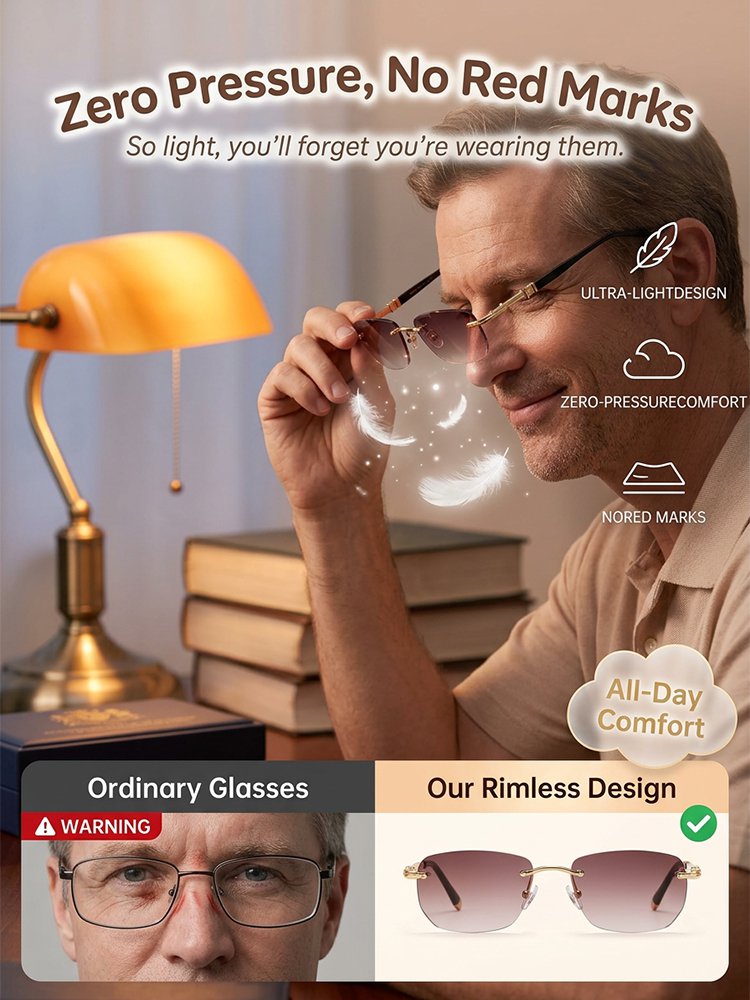 Frameless Rimless Bifocal Sunglasses