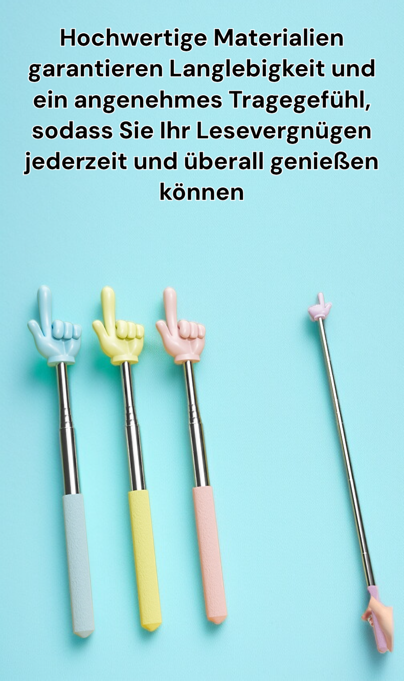 Einziehbares Lesegerät mit dem kleinen Finger in Aktion