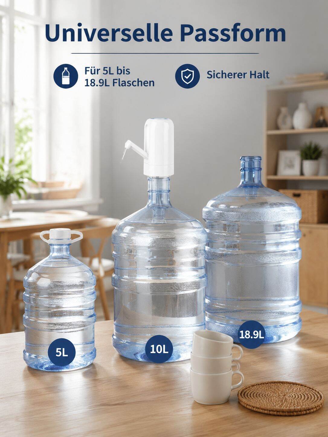 Faltbarer elektrischer Wasserspender für große Gallonenflaschen