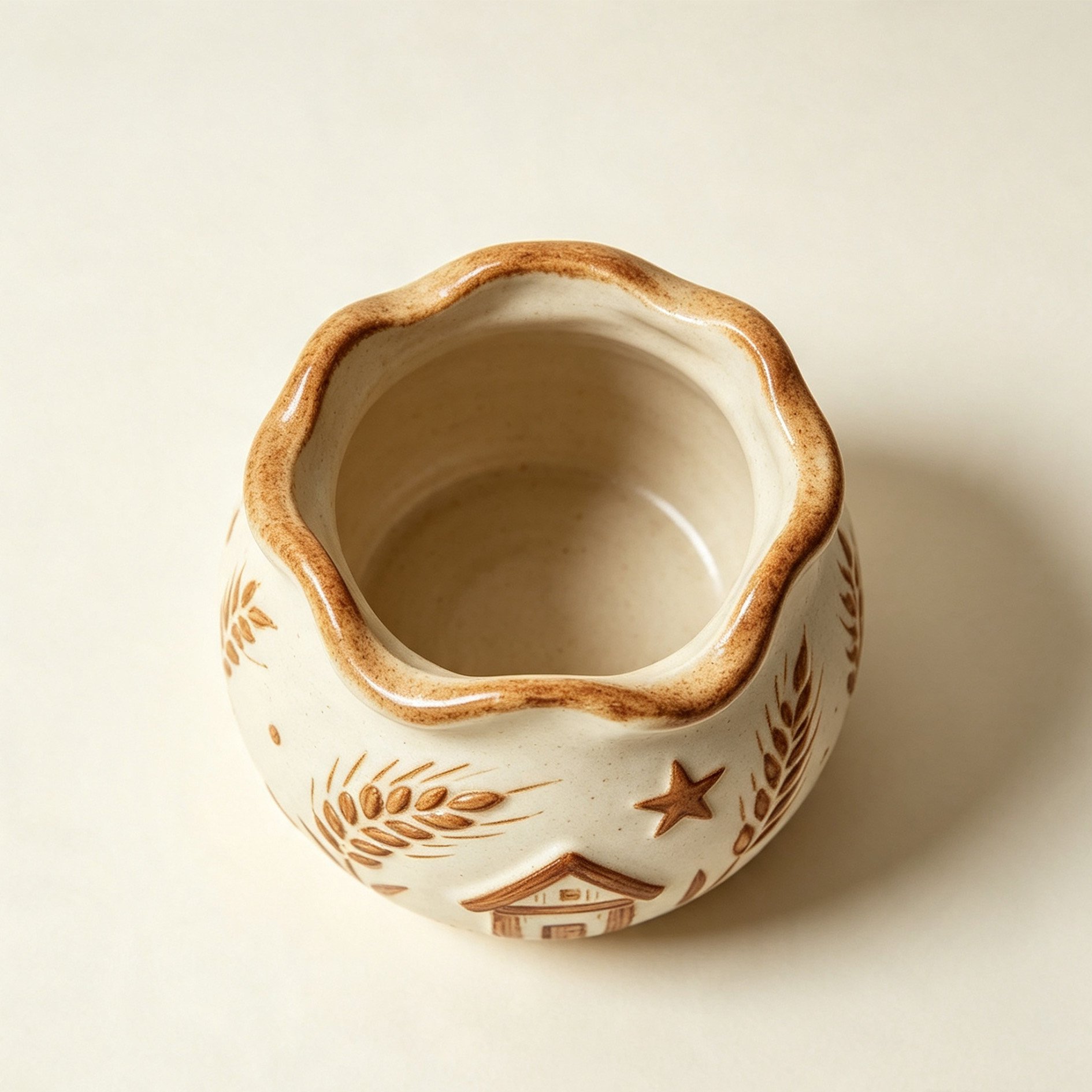 Rural Wheat House Ceramic Jar