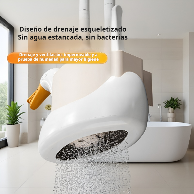 Cepillo de inodoro 3 en 1 Cisne Blanco con soporte de pared, juego para baño