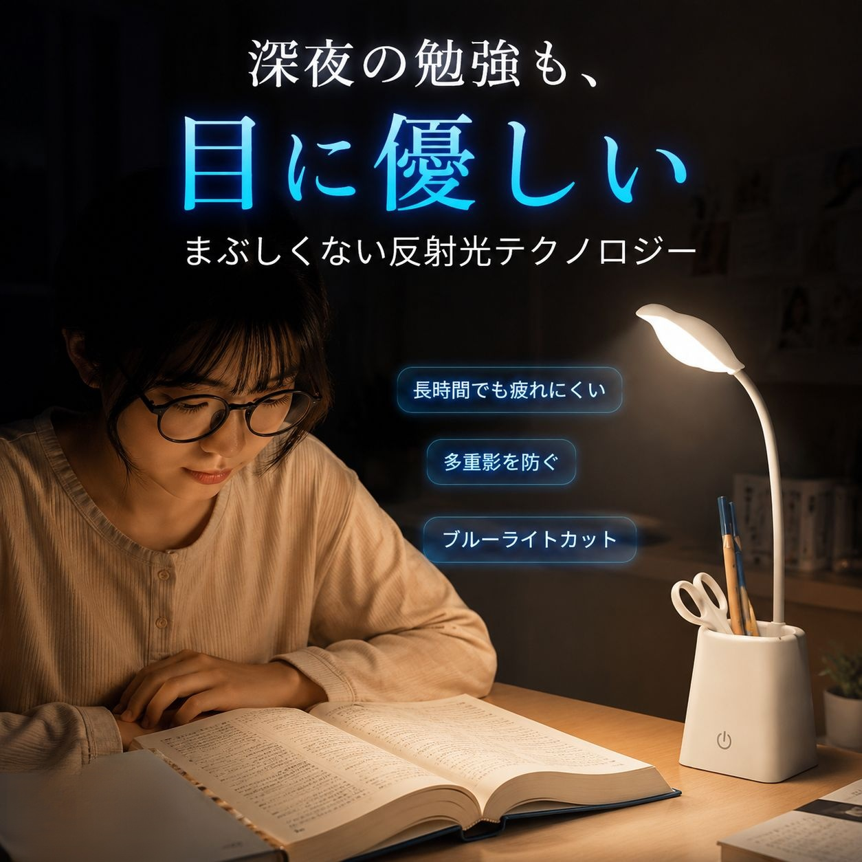 多機能デスクライト ペンホルダー付き 学生向け