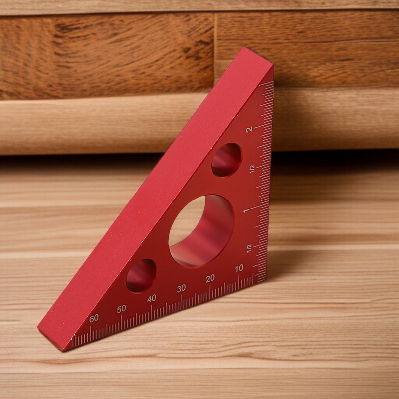 メトリック・インペリアル目盛りが見える三角定規