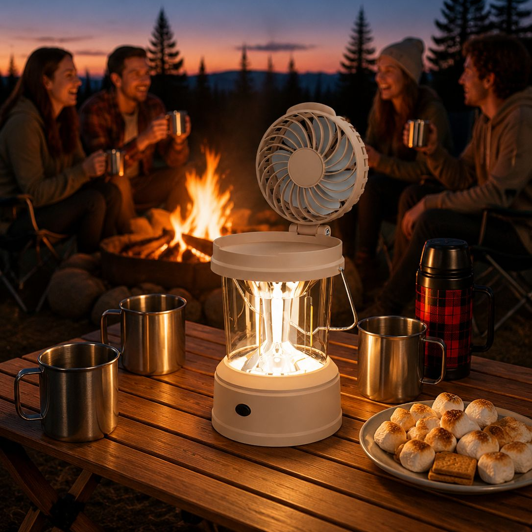 Portable High-Intensity Folding Tent Light Fan Multifunctional Camping Lantern